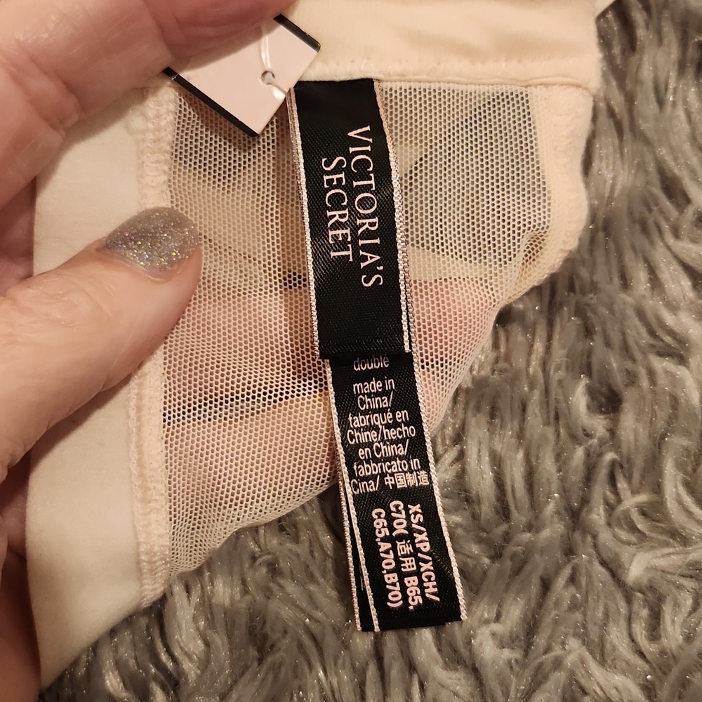 Victoria's Secret blush pink velvet & Lace Strappy Boned corset Bralette XS, NWT - Picture 6 of 10